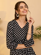 Janasya Black Fit & Flare Cotton Dress | Grocsy