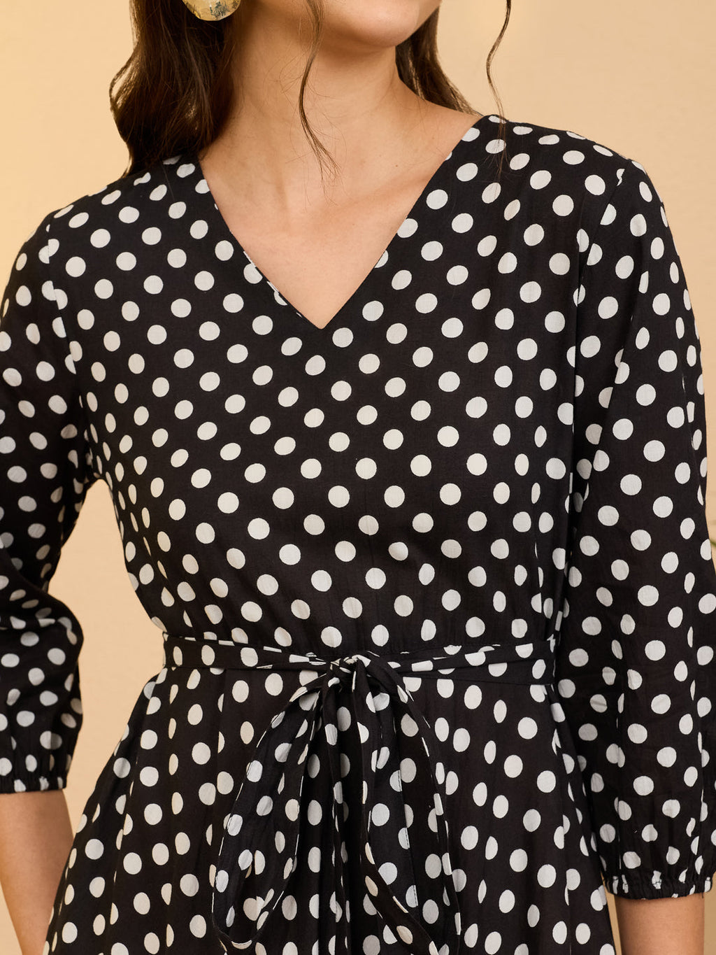Janasya Black Fit & Flare Cotton Dress | Grocsy