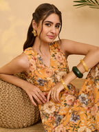 Janasya Yellow Fit & Flare Georgette Dress | Grocsy