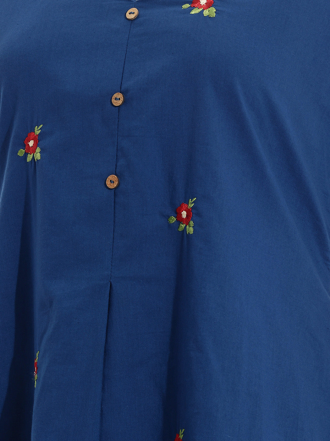 Janasya Royal Blue A-Line Cotton Dress | Grocsy