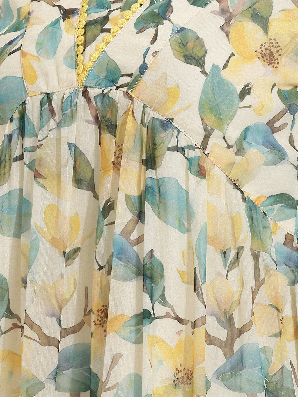 Janasya Yellow Tiered Chiffon Dress | Grocsy
