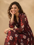 Janasya Brown Wrap Georgette Dress | Grocsy