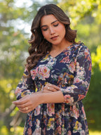 Janasya Purple Fit & Flare Georgette Dress | Grocsy