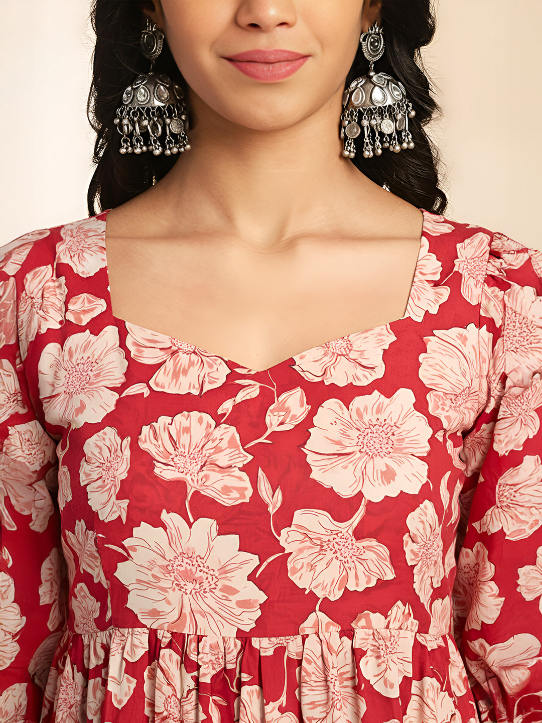 Janasya Pink A-Line Cotton Dress | Grocsy