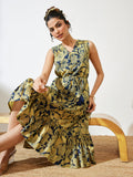 Janasya Navy Blue Fit & Flare Cotton Dress | Grocsy