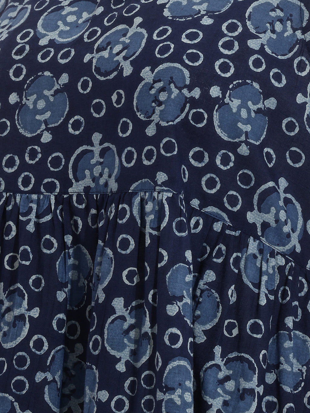 Janasya Indigo Tiered Cotton Dress | Grocsy