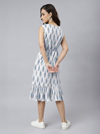 Janasya White Fit & Flare Cotton Dress | Grocsy