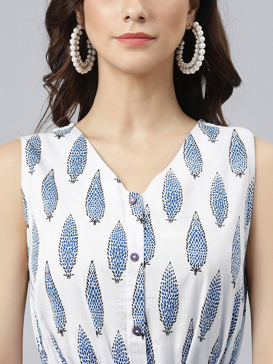 Janasya White Fit & Flare Cotton Dress | Grocsy
