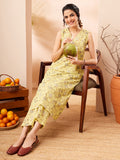 Janasya Yellow A-Line Cotton Kurta & Bottom | Grocsy
