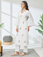 Janasya White Straight Cotton Kurta & Bottom | Grocsy