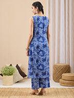 Janasya Blue Straight Cotton Kurta & Bottom | Grocsy