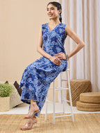 Janasya Blue Straight Cotton Kurta & Bottom | Grocsy