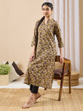Janasya Brown Straight Cotton Kurta | Grocsy