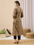 Janasya Brown Straight Cotton Kurta | Grocsy