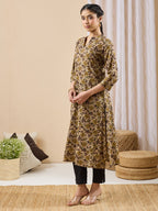 Janasya Brown Straight Cotton Kurta | Grocsy