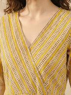Janasya Mustard Straight Cotton Kurta | Grocsy