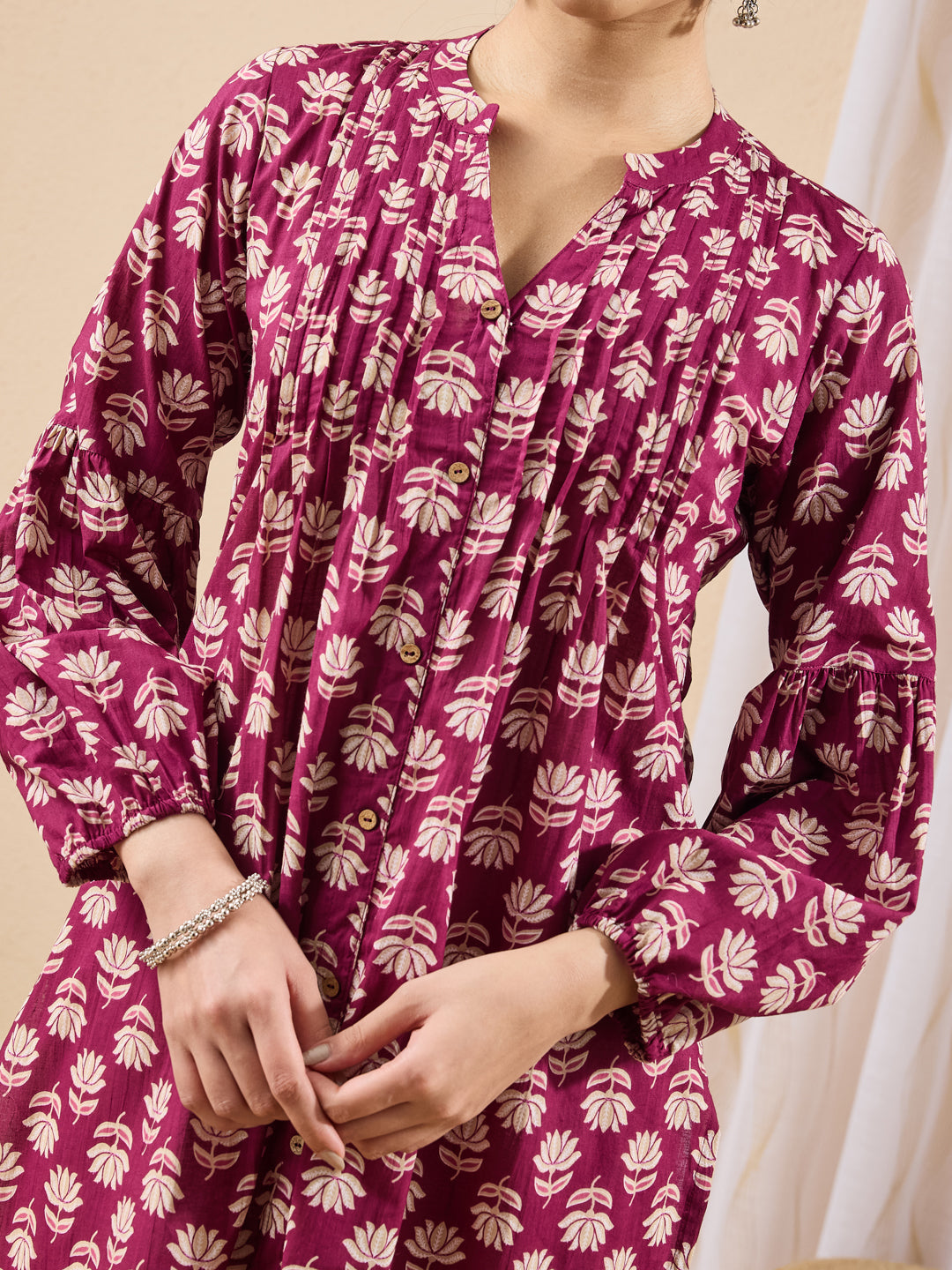 Janasya Purple Straight Cotton Kurta | Grocsy
