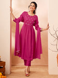 Janasya Pink A-Line Rayon Kurta,Bottom & Dupatta | Grocsy