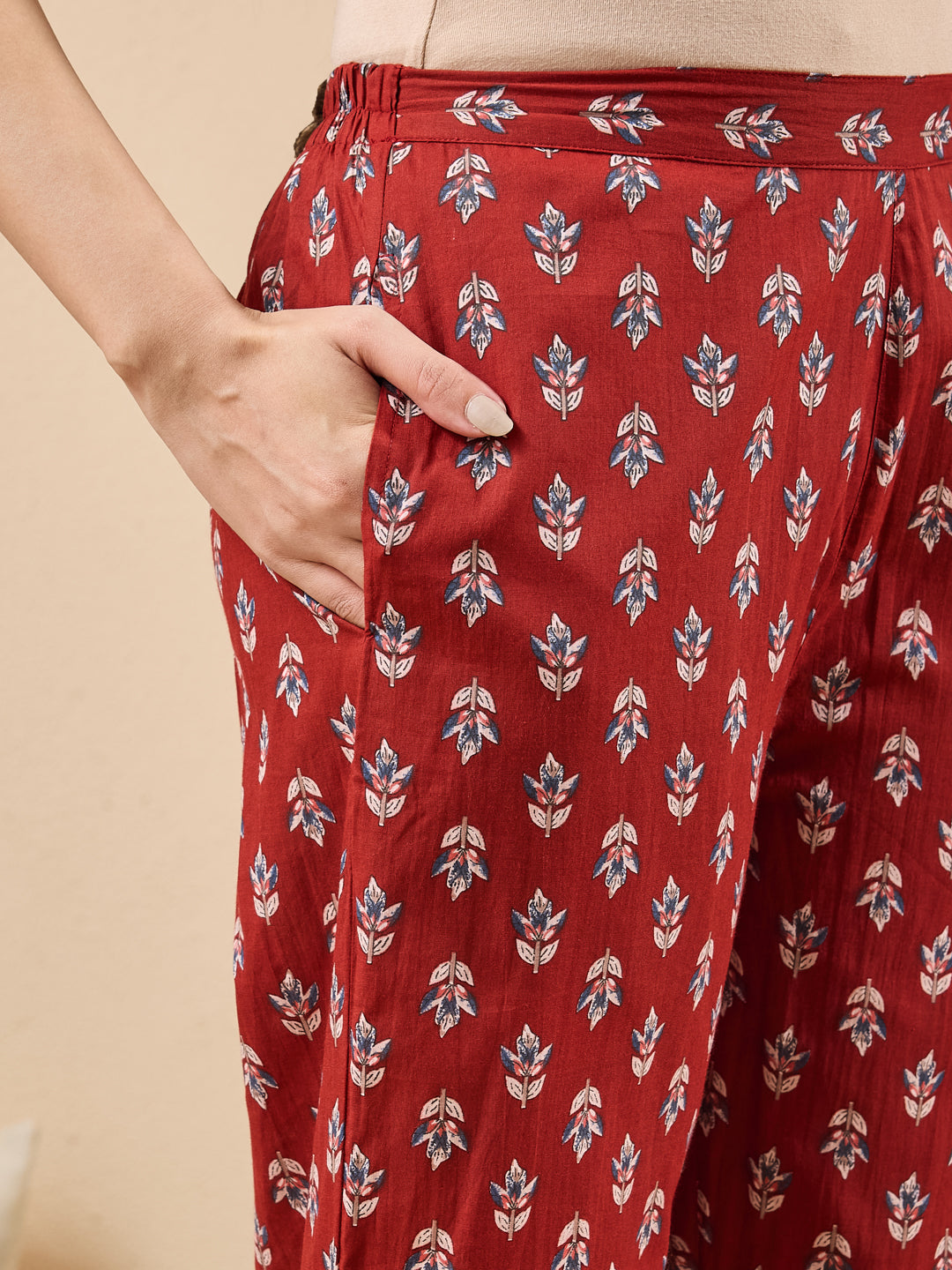 Janasya Maroon Straight Cotton Kurta,Bottom & Dupatta | Grocsy