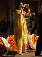 Janasya Mustard A-Line Cotton Kurta,Bottom & Dupatta | Grocsy
