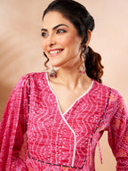 Janasya Pink Straight Cotton Kurta,Bottom & Dupatta | Grocsy