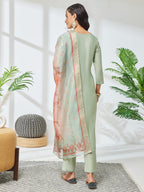 Janasya Mint Straight Silk Blend Kurta,Bottom & Dupatta | Grocsy