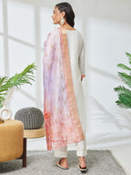 Janasya Off White Straight Chanderi Kurta,Bottom & Dupatta | Grocsy