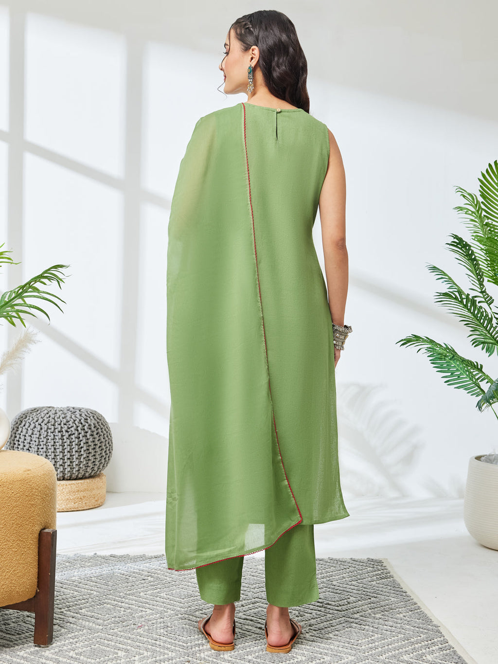 Janasya Mint Straight Cotton Kurta,Bottom & Dupatta | Grocsy