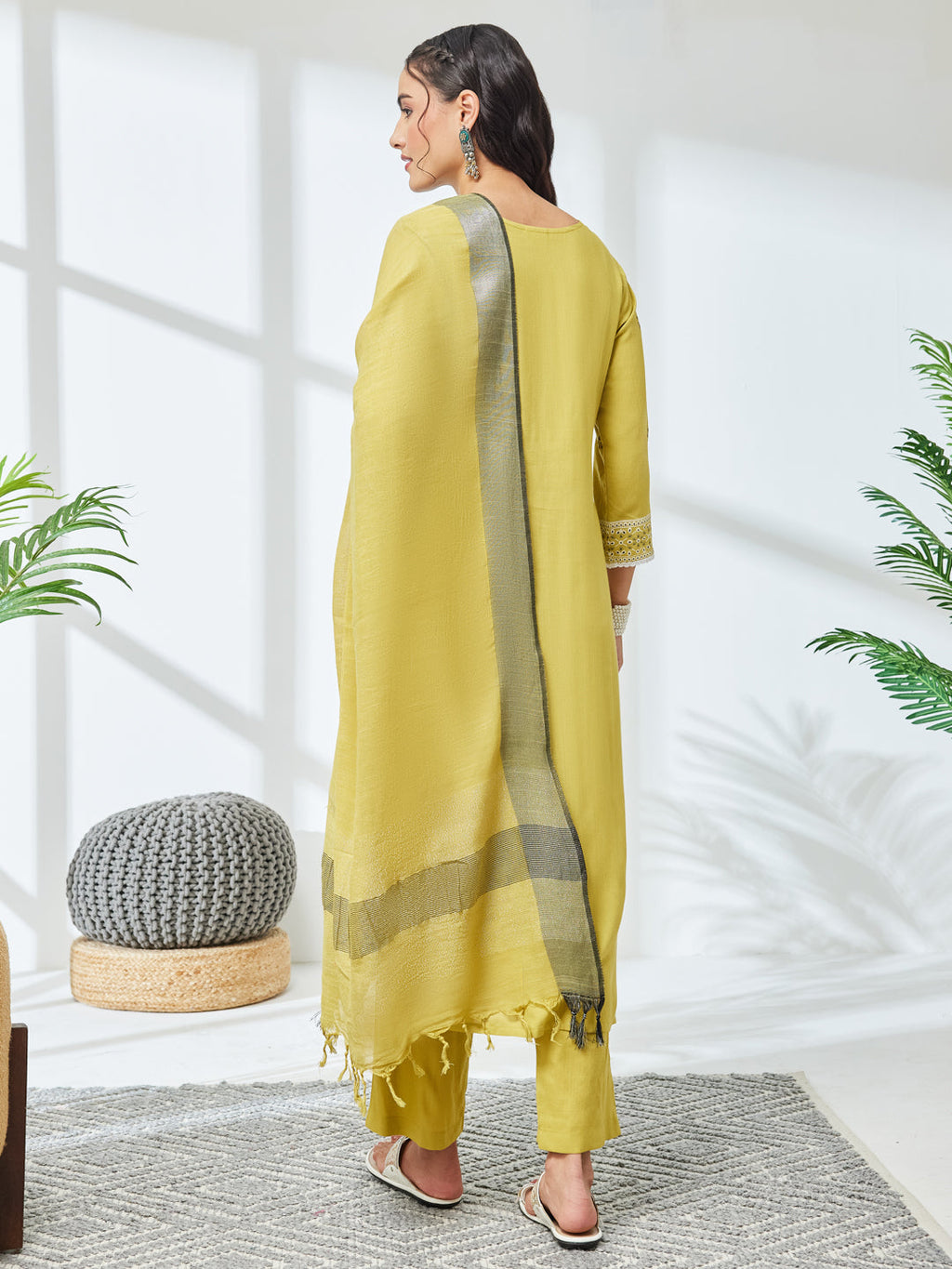 Janasya Olive Straight Rayon Kurta,Bottom & Dupatta | Grocsy