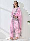 Janasya Pink Straight Rayon Kurta,Bottom & Dupatta | Grocsy