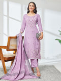 Janasya Lavender Straight Rayon Kurta,Bottom & Dupatta | Grocsy