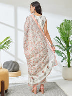 Janasya Off White A-Line Cotton Kurta,Bottom & Dupatta | Grocsy