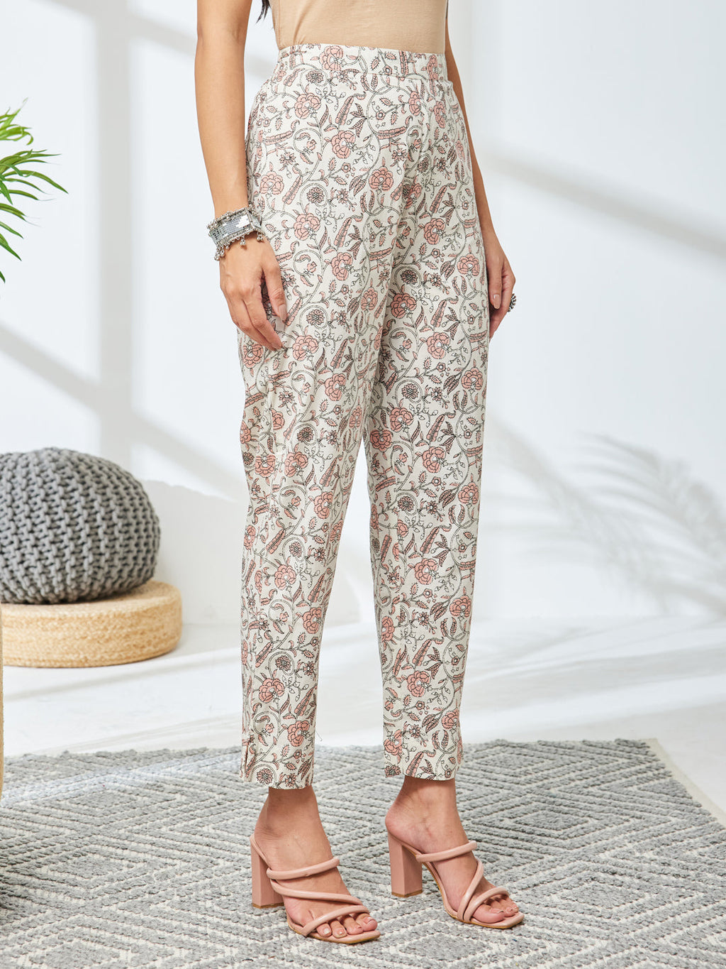 Janasya Off White A-Line Cotton Kurta,Bottom & Dupatta | Grocsy