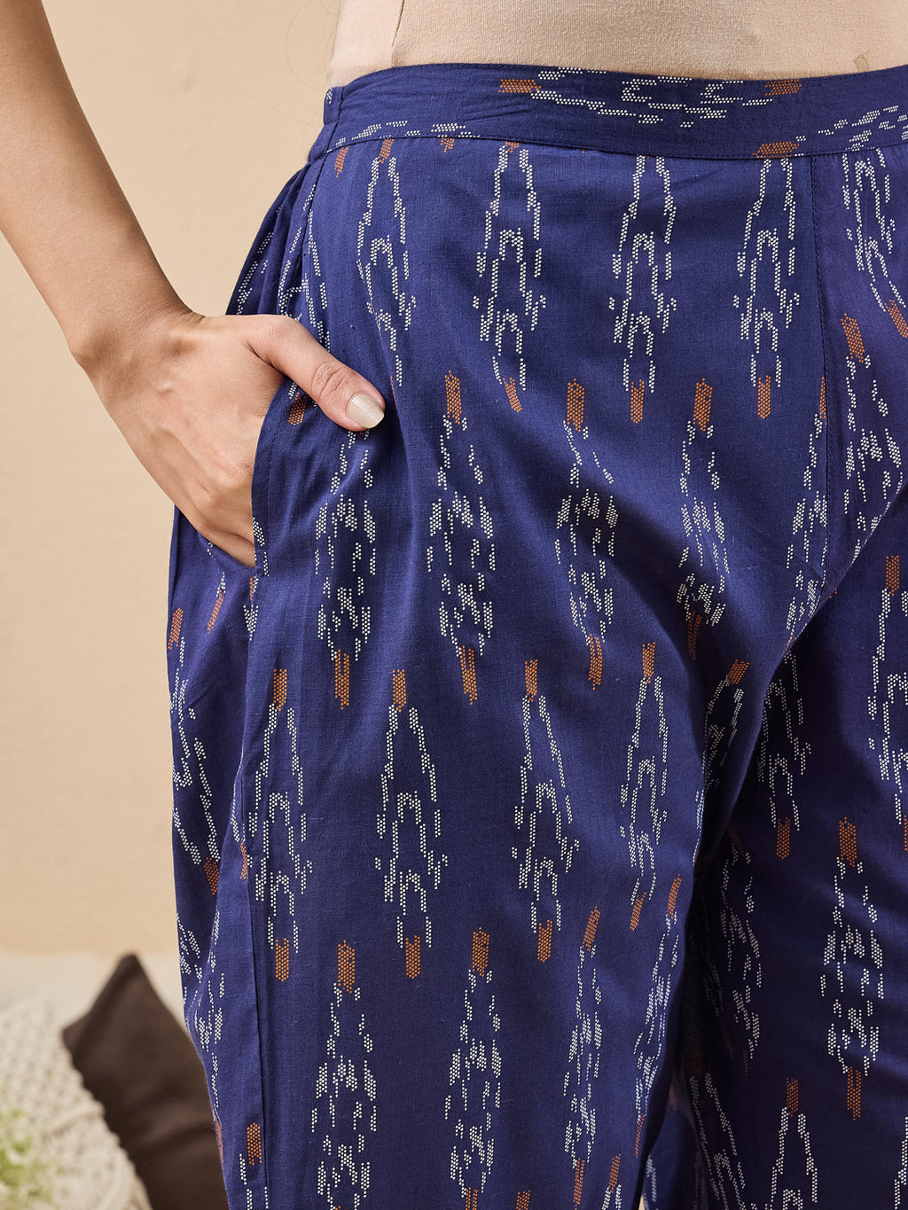 Janasya Navy Blue Straight Cotton Kurta,Bottom & Dupatta | Grocsy