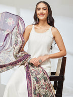Janasya Off White Straight Rayon Kurta,Bottom & Dupatta | Grocsy