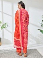 Janasya Pink Straight Cotton Kurta,Bottom & Dupatta | Grocsy