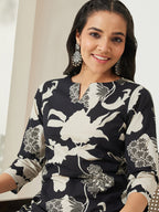 Janasya Black Straight Cotton Top | Grocsy