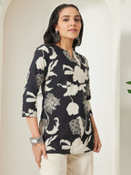 Janasya Black Straight Cotton Top | Grocsy