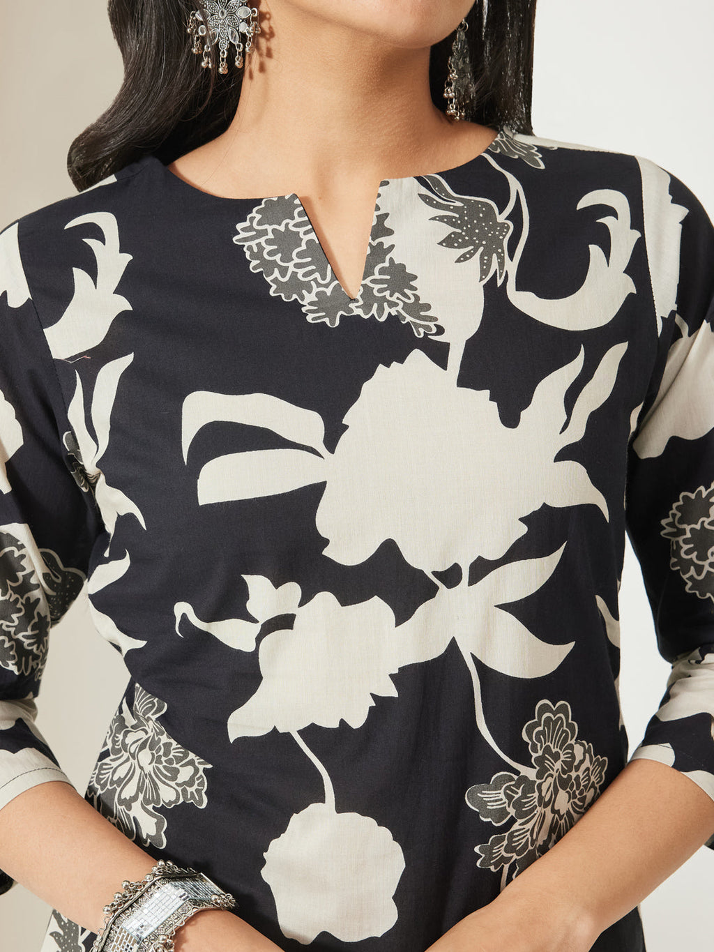 Janasya Black Straight Cotton Top | Grocsy