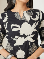 Janasya Black Straight Cotton Top | Grocsy