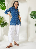 Janasya Indigo Shirt Cotton Top | Grocsy