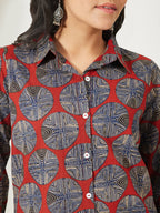 Janasya Rust Straight Cotton Top | Grocsy
