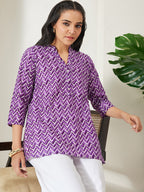 Janasya Purple A-Line Cotton Top | Grocsy