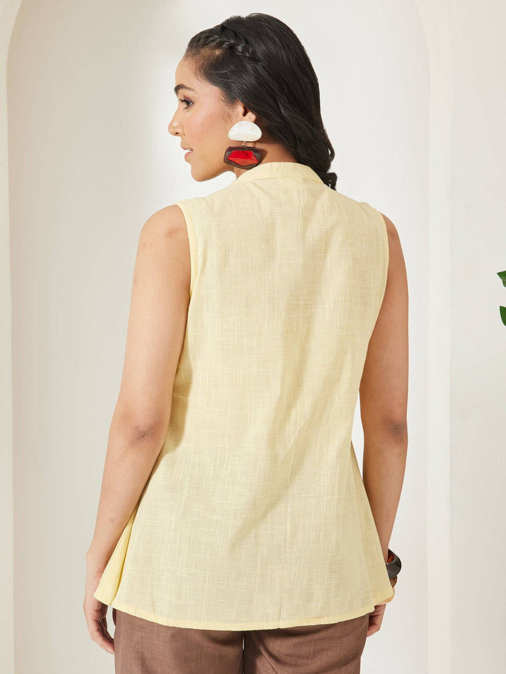 Janasya Yellow A-Line Cotton Top | Grocsy