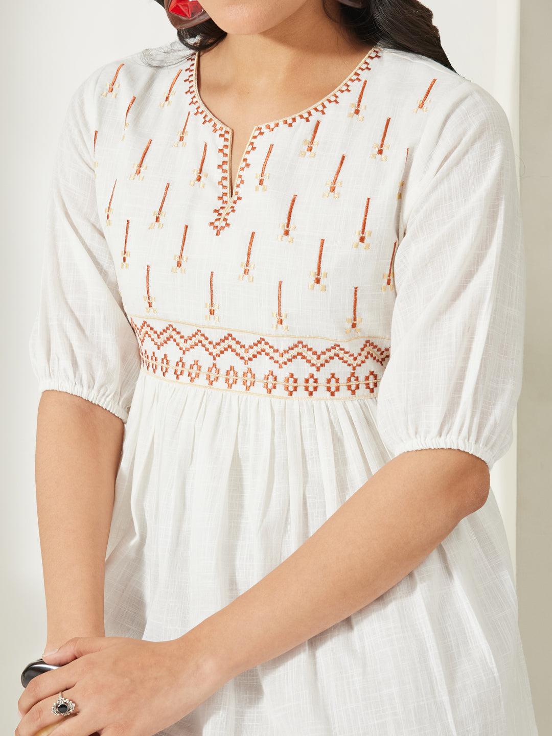Janasya Off White Peplum Cotton Top | Grocsy