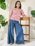 Janasya Cream Shirt Style Cotton Top | Grocsy
