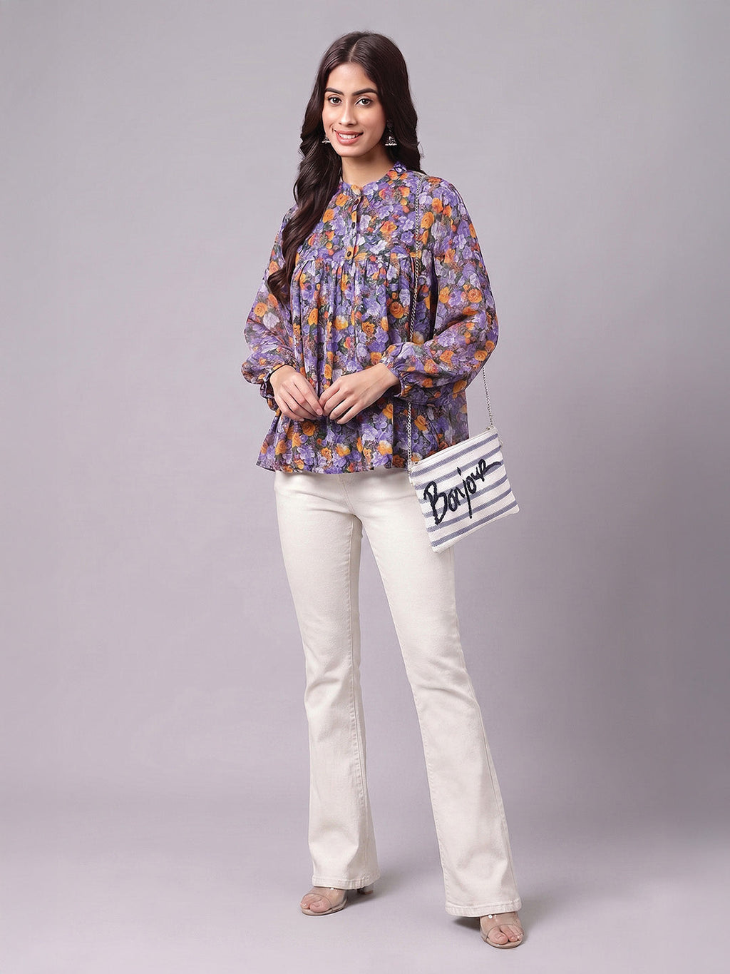 Janasya Multi Gathered Georgette Top | Grocsy
