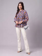 Janasya Multi Gathered Georgette Top | Grocsy