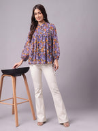 Janasya Multi Gathered Georgette Top | Grocsy