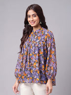 Janasya Multi Gathered Georgette Top | Grocsy